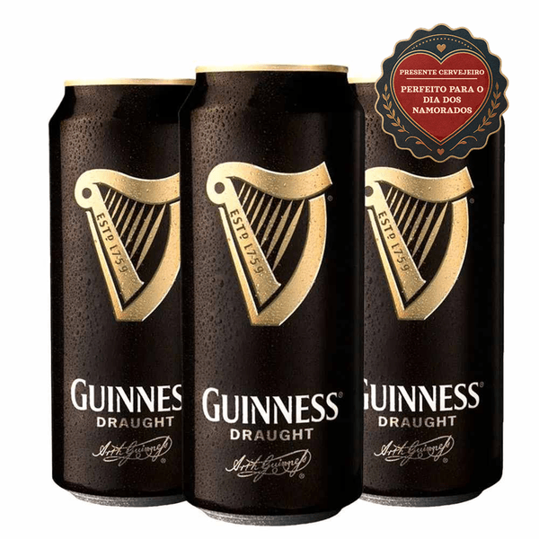 Pack 3 cervejas Irlandesa Guinness Draught Lata 440ml
